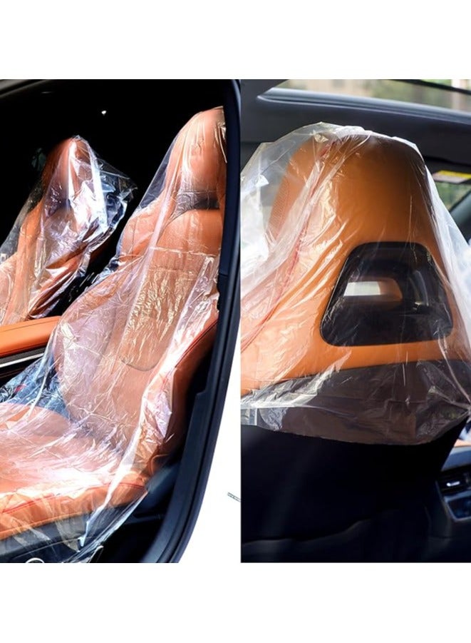 100PCS Ultra-Thick Disposable Plastic Car Seat Covers Universal Clear Vehicle Seat Protector Car Chair Covers-Dirty Dustproof Disposable Car Seat Protector for Most Cars - Image 1