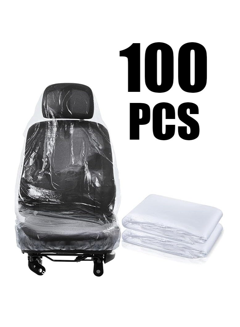 100PCS Ultra-Thick Disposable Plastic Car Seat Covers Universal Clear Vehicle Seat Protector Car Chair Covers-Dirty Dustproof Disposable Car Seat Protector for Most Cars - Image 4