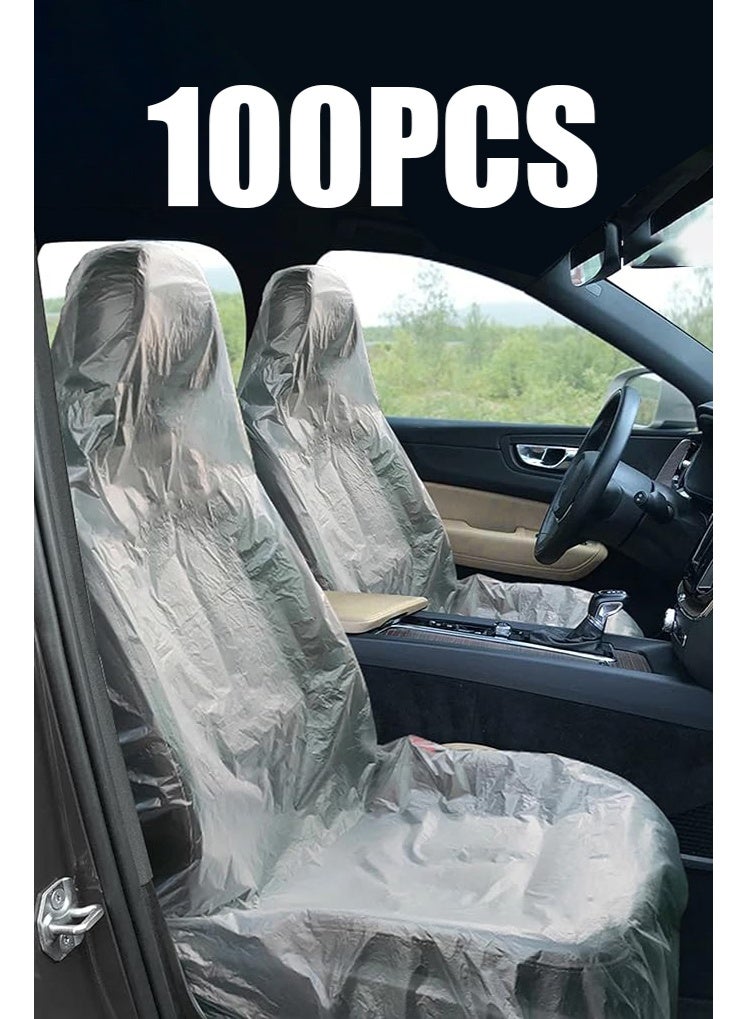 100PCS Ultra-Thick Disposable Plastic Car Seat Covers Universal Clear Vehicle Seat Protector Car Chair Covers-Dirty Dustproof Disposable Car Seat Protector for Most Cars - Image 2