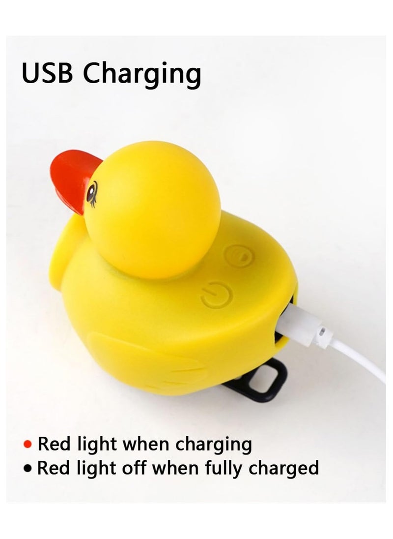 SYOSI - Lovely Yellow Duck Bike Bell, Kids Bike Horn, Rubber Yellow Duck Bicycle Accessories with White LED Light - for Kids Toddler Children Adults Sport Outdoor (Black White Helmet) - Image 1