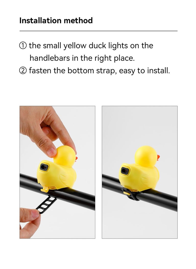 SYOSI - Lovely Yellow Duck Bike Bell, Kids Bike Horn, Rubber Yellow Duck Bicycle Accessories with White LED Light - for Kids Toddler Children Adults Sport Outdoor (Black White Helmet) - Image 1