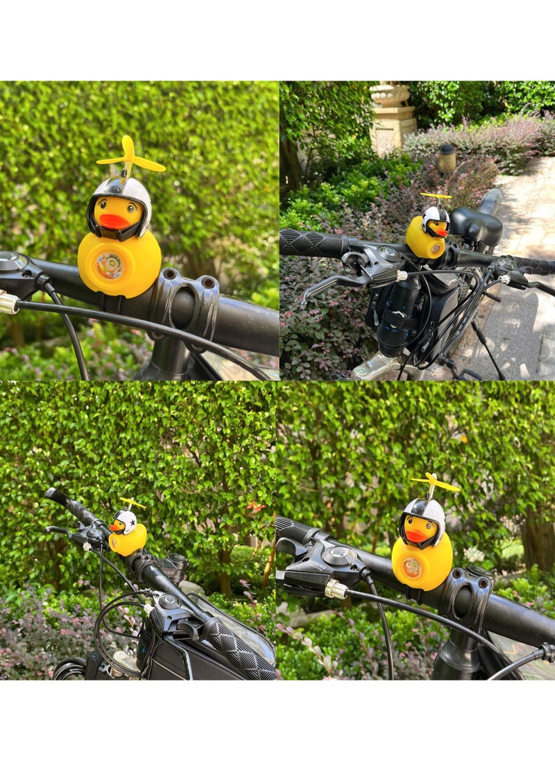 SYOSI - Lovely Yellow Duck Bike Bell, Kids Bike Horn, Rubber Yellow Duck Bicycle Accessories with White LED Light - for Kids Toddler Children Adults Sport Outdoor (Black White Helmet) - Image 1