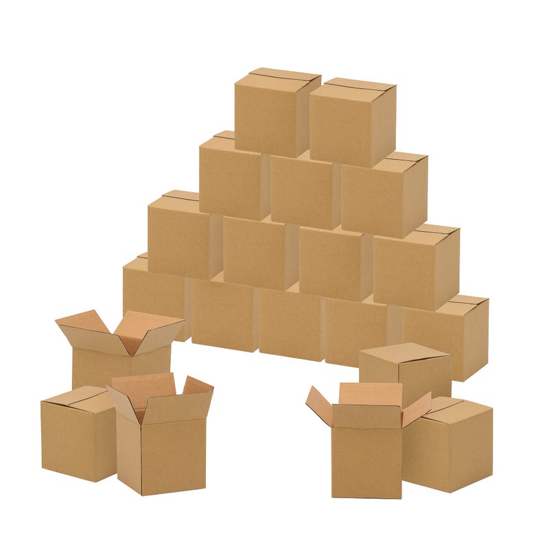 FARRAY Shipping Boxes 4x4x4 inches Inner Size 50 Pack Sturdy Kraft Corrugated Small Cardboard Boxes for Mailing PackingBrown