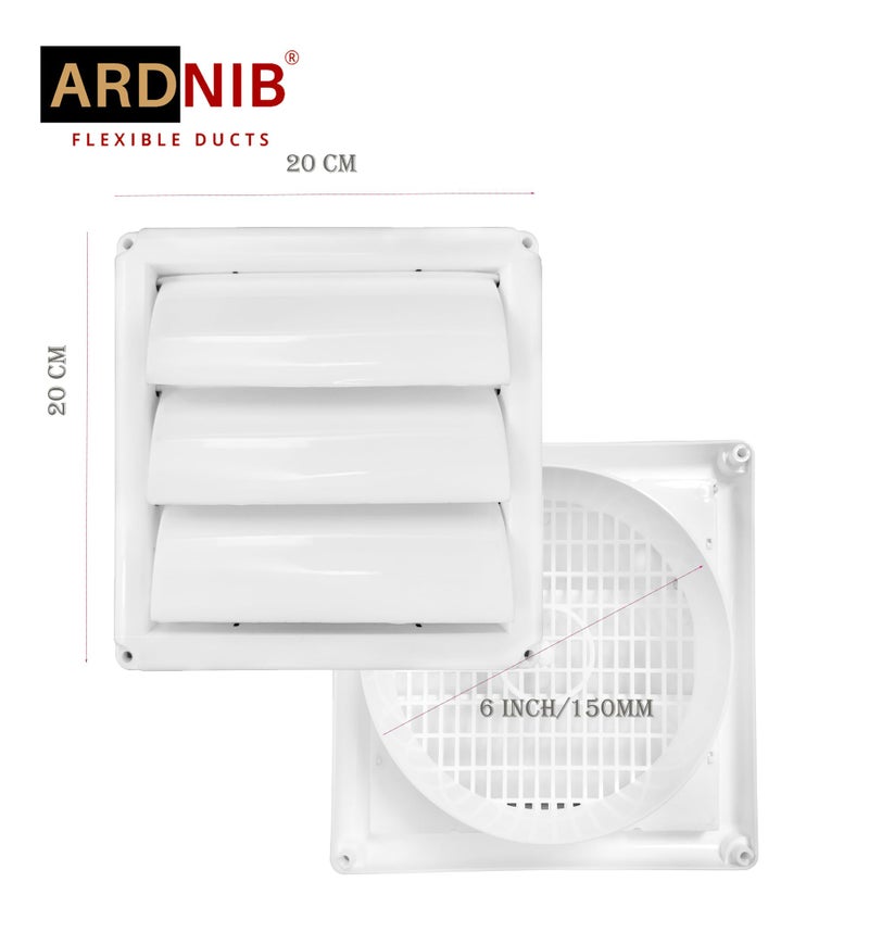 Ardnib 6 Inch Chimney Vent Cover for Kitchen Pipe Outer Vent Cap/Ventilation Cap/Exhaust Pipe Cowl (150mm) White - Image 2