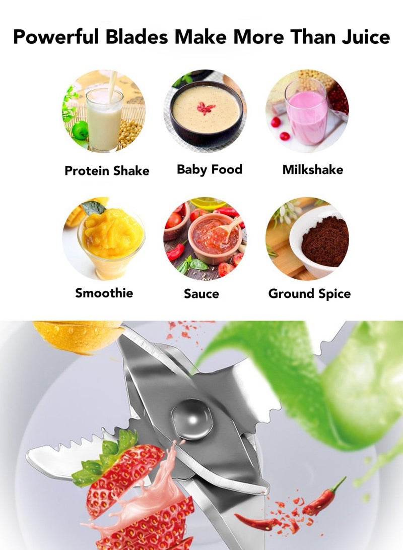 Oasis Casa 2-in-1 Personal Size Juice Blender Smoothie Maker with 500ML & 300ML Tritan To Go Bottle & Lid, 30s High Speed Portable Rechargeable Juicer Milkshake Maker for Kitchen Office Gym Travel - Image 2