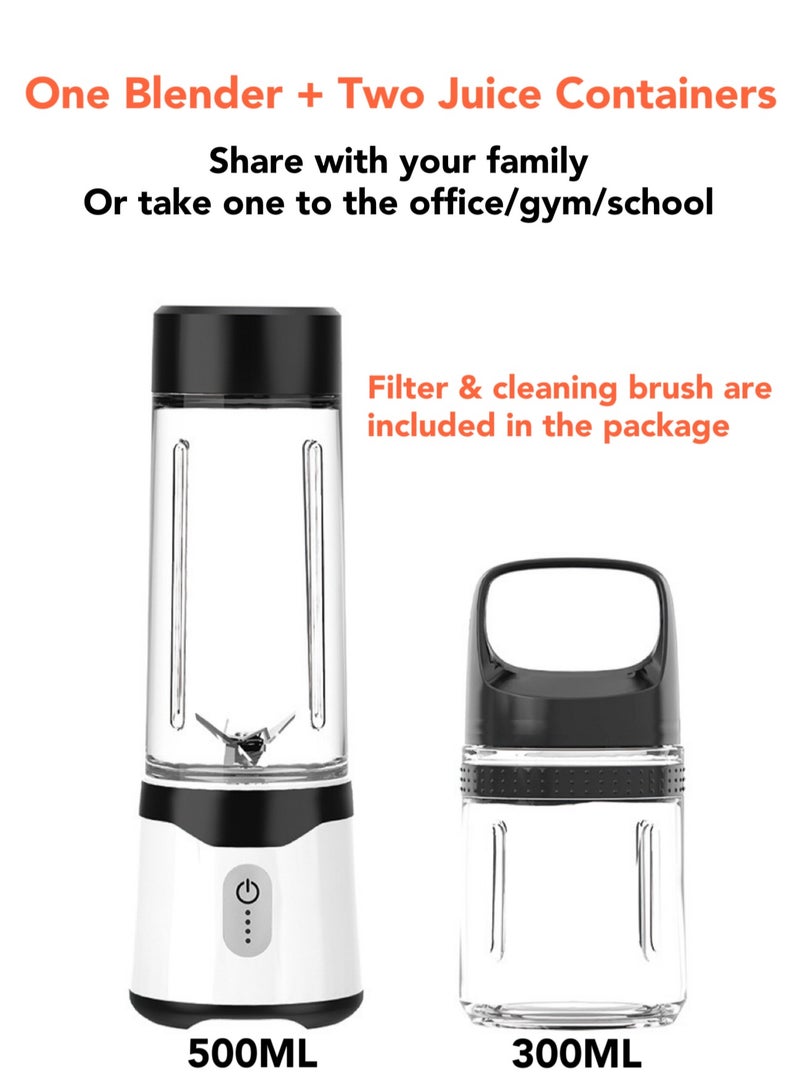 Oasis Casa 2-in-1 Personal Size Juice Blender Smoothie Maker with 500ML & 300ML Tritan To Go Bottle & Lid, 30s High Speed Portable Rechargeable Juicer Milkshake Maker for Kitchen Office Gym Travel - Image 4