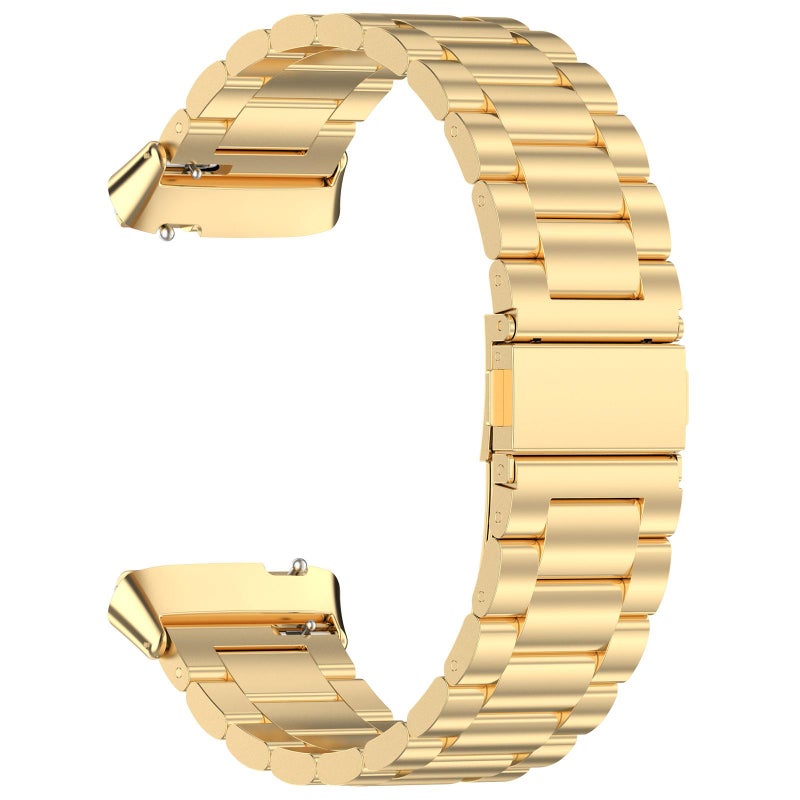 erorex For Redmi Watch 3 Three-Bead Stainless Steel Metal Watch Band(Gold) - Image 2