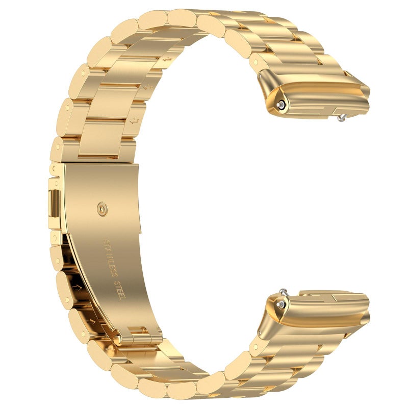 erorex For Redmi Watch 3 Three-Bead Stainless Steel Metal Watch Band(Gold) - Image 3