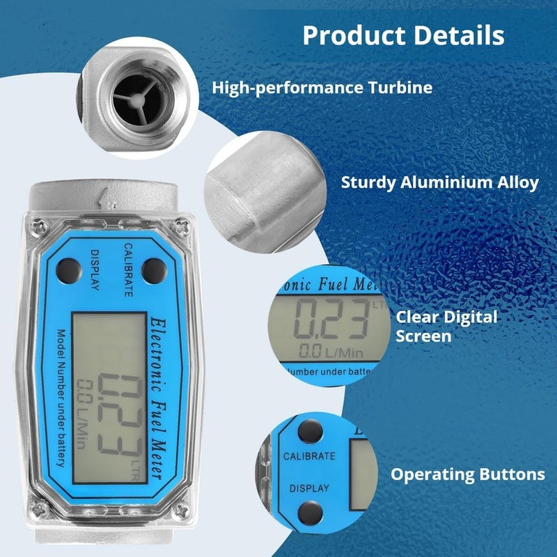 Trendy natural assorted colors Flow Meter for Gasoline, Water, Aluminum Alloy, Digital 1-Inch Portable High Accuracy Fuel, Disel, Turbine Oil, Flowmeter, Rate Tool, Kerosene 20-280Lpm Measuring Defect free upgraded substance Organized shipment arrange Local market compliant trusted quality Economical upgraded quality Popular practical build Bulk order available stock Indoor outdoor use Secure equipped warehouse Global assemble options Certified stocked merchandise Advanced minimal build Field tested quality General need oriented design Chemical free Backup reserve local stock Mountain region eligible ship Transit & use compatible Popular trusted craftsmanship Multi usage Temp fluctuation resistant crafted quality Gulf popular simple design Rack friendly All-round applied quality All condition resistant crafted quality - Image 3