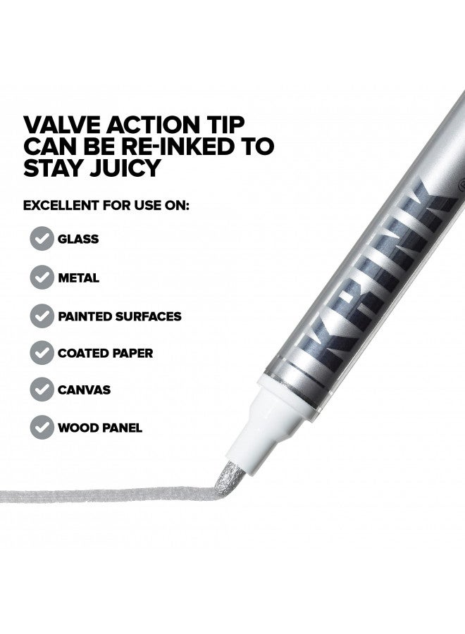 Krink K-42 Silver Paint Marker - Vibrant and Opaque Fine Art Paint Pen for Any Surface - Permanent Marker with Alcohol-Based Paint for Metal Glass Paper Painted Surfaces and More - Image 5