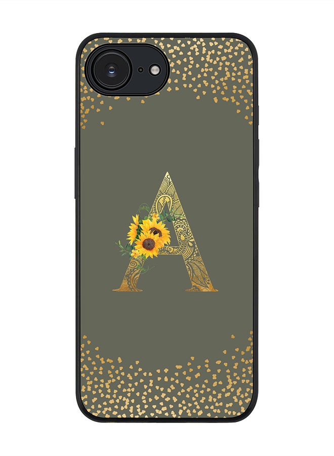 Stylizedd For Apple iPhone 16e Case,Slim fit Camera Protection, Shockproof Thin Phone cover  - Custom Floral Monogram - A  (Olive Green ) - Image 1