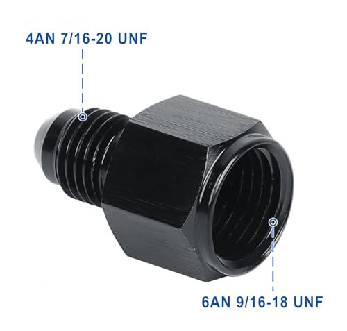 LokoCar 6AN Female to 4AN Male Fitting Flare Reducer Adapter Aluminum Black 2Pcs - Image 5