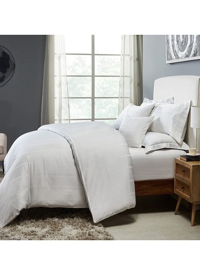 Donetella 3-Piece Hotel Style Duvet Cover 100% Cotton 300 Thread Count Hotel Satin Striped King Size (Without Insert)White  - Image 2