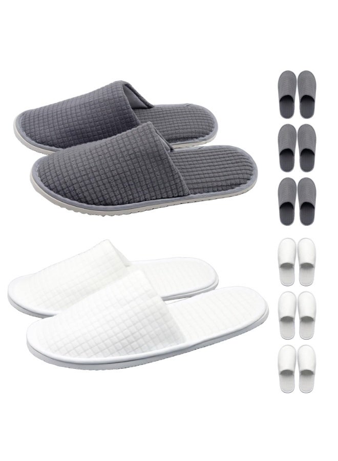 كوفوز 8 أزواج حذاء سبا غير انزلاق حذاء قابل للتصرف قابل للغسيل قابل لإعادة الاستخدام إصبع القدم مغلق فندق حذاء القطن المخملي فندق حذاء الوافل للنساء الرجال حمام داخلي غرفة نوم السفر العروس ، 6/12 الاتحاد الأوروبي - Image 1