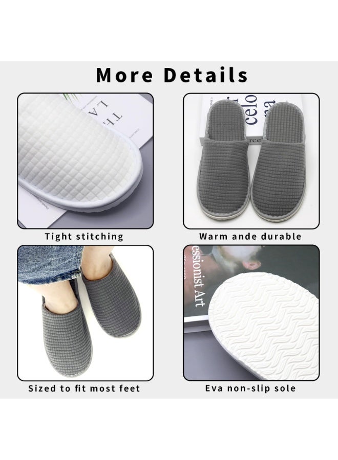 كوفوز 8 أزواج حذاء سبا غير انزلاق حذاء قابل للتصرف قابل للغسيل قابل لإعادة الاستخدام إصبع القدم مغلق فندق حذاء القطن المخملي فندق حذاء الوافل للنساء الرجال حمام داخلي غرفة نوم السفر العروس ، 6/12 الاتحاد الأوروبي - Image 5