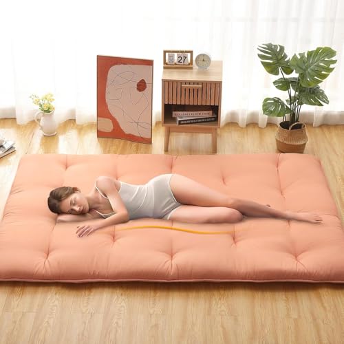 Deevine Craft Quilt Cotton Floor Bed Mattress, Foldable,Rollable Movable Single Bed Comfort Gadda 1 Sleeping Capacity, S Quilted Design (Orange, Single Bed 72X30X5 Inches) - Image 2