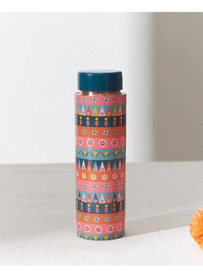 Chumbak Marigold Streaks Copper Bottle, 500ml