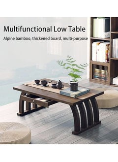 fashionhome 1-Piece Japanese Low Table Floor Tea Table Altar Table for Meditation Wooden Coffee Table Writing Desk Suitable for Living Room Dining Room Home Decoration 60x37x31 cm  - Image 5
