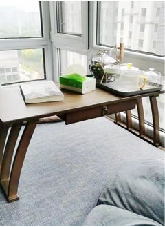 fashionhome 1-Piece Japanese Low Table Floor Tea Table Altar Table for Meditation Wooden Coffee Table Writing Desk Suitable for Living Room Dining Room Home Decoration 60x37x31 cm  - Image 2