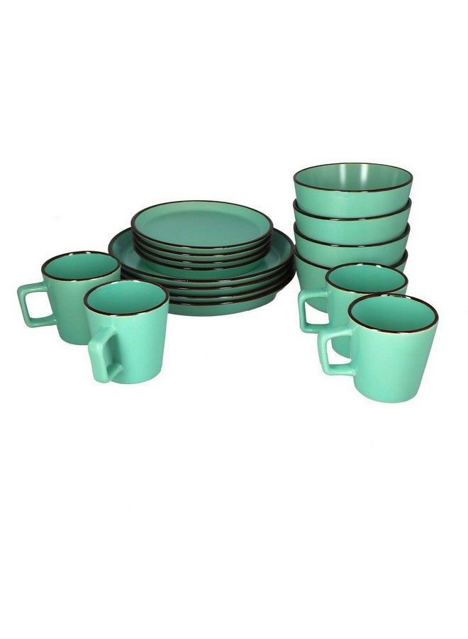 بين سيرفي طقم عشاء من الفخار الأخضر والنحاسي، مكون من 16 قطعة، مقاس 28.5 × 27.5 × 29 سم، ST7574-GREEN