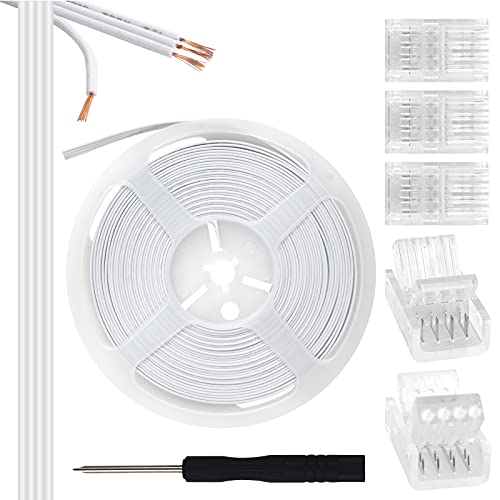 RGBZONE 4 Pin 10mm LED Strip Connector Kit 32.8ft 4 Pin RGB Extension Wire and 5 Pcs 4 Pin LED Strip to Wire Connectors for 10mm IP20/IP65 5050 3528 SMD RGB LED Strip Light - Image 1