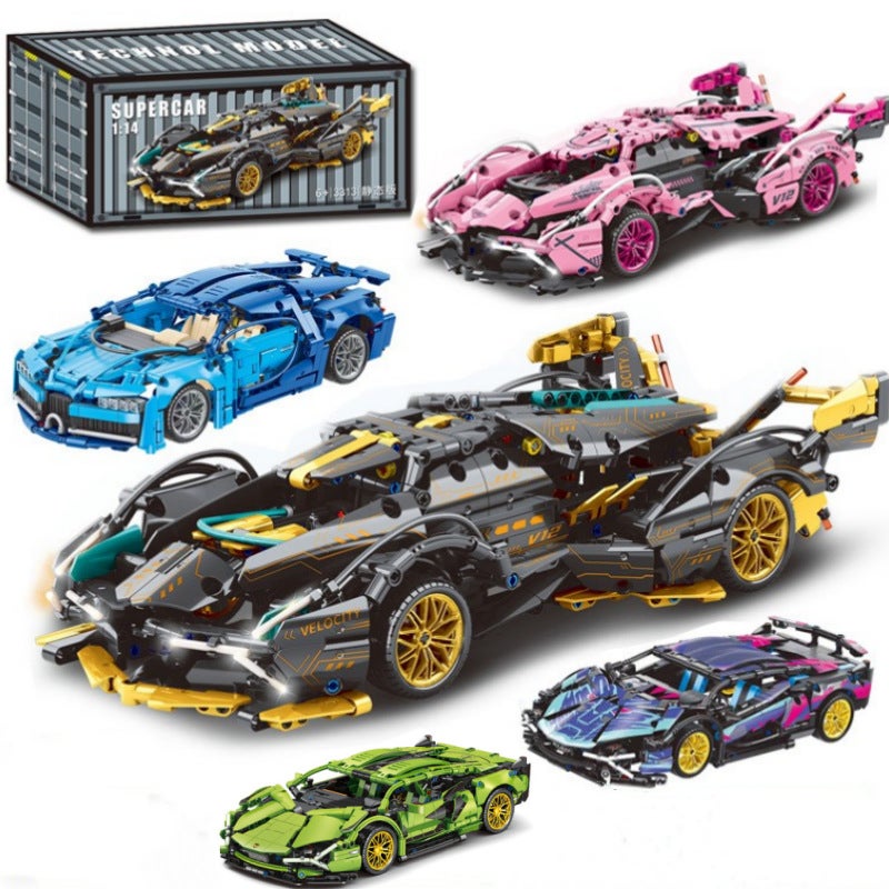 Compatible With Lego Cyberpunk Sports Car 1:14 Green Cow Model Baoshi Children'S Toy Back Car Gift - Image 2