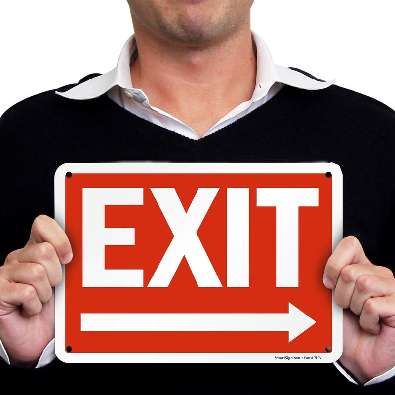 SmartSign - S-1253-PL-10 "Exit" Sign with Right Arrow | 7" x 10" Plastic White on Red - Image 3