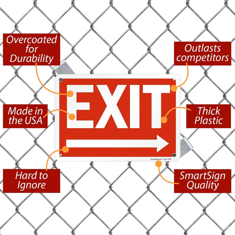 SmartSign - S-1253-PL-10 "Exit" Sign with Right Arrow | 7" x 10" Plastic White on Red - Image 2
