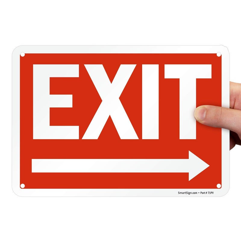 SmartSign - S-1253-PL-10 "Exit" Sign with Right Arrow | 7" x 10" Plastic White on Red - Image 1