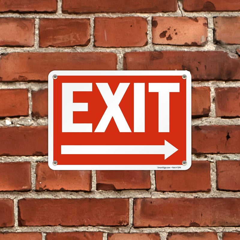 SmartSign - S-1253-PL-10 "Exit" Sign with Right Arrow | 7" x 10" Plastic White on Red - Image 4