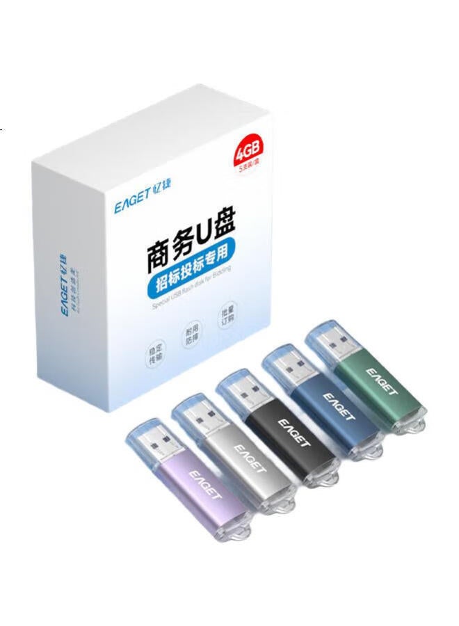 EAGET محرك فلاش Eaget 4Gb Usb2.0، محرك Usb صغير للمزايدة والعطاء، محمول، محرك Usb للسيارة، محرك فلاش عالمي للكمبيوتر، الهاتف، المكتب والدراسة، 5 قطع/علبة F2 - Image 1