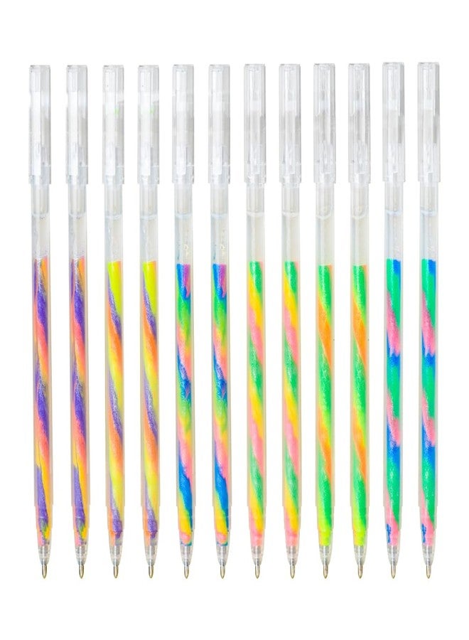 GSHLLO 12 Pcs Colored Glitter Pen Set Rainbow Ink Gel Pens Colorful Glitter Ink Pens Mixed Color Ink Pens Color Changing Pens Pastel Coloring Pens for Crafts Scrapbooks - Image 1