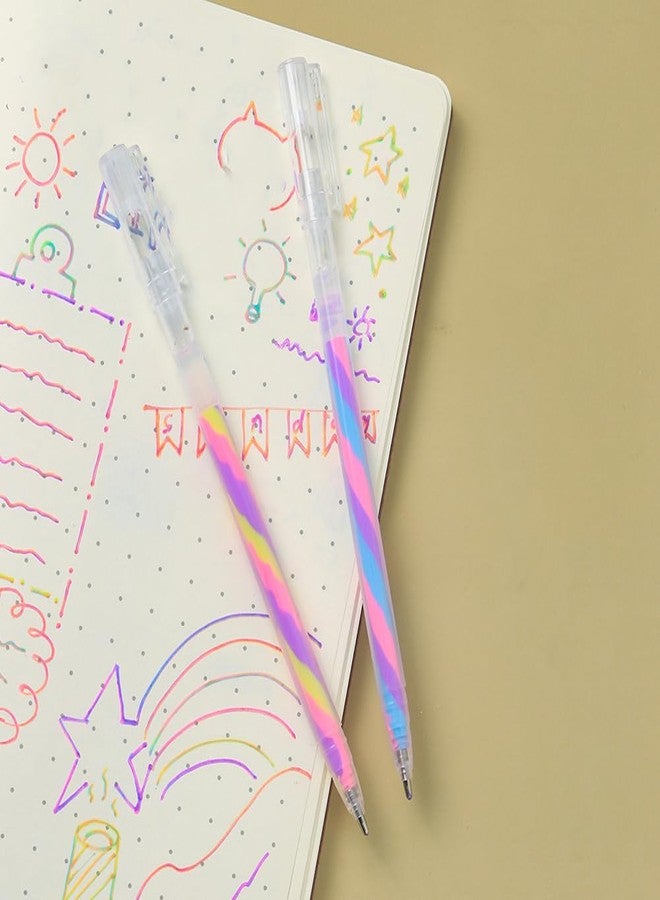 GSHLLO 12 Pcs Colored Glitter Pen Set Rainbow Ink Gel Pens Colorful Glitter Ink Pens Mixed Color Ink Pens Color Changing Pens Pastel Coloring Pens for Crafts Scrapbooks - Image 2