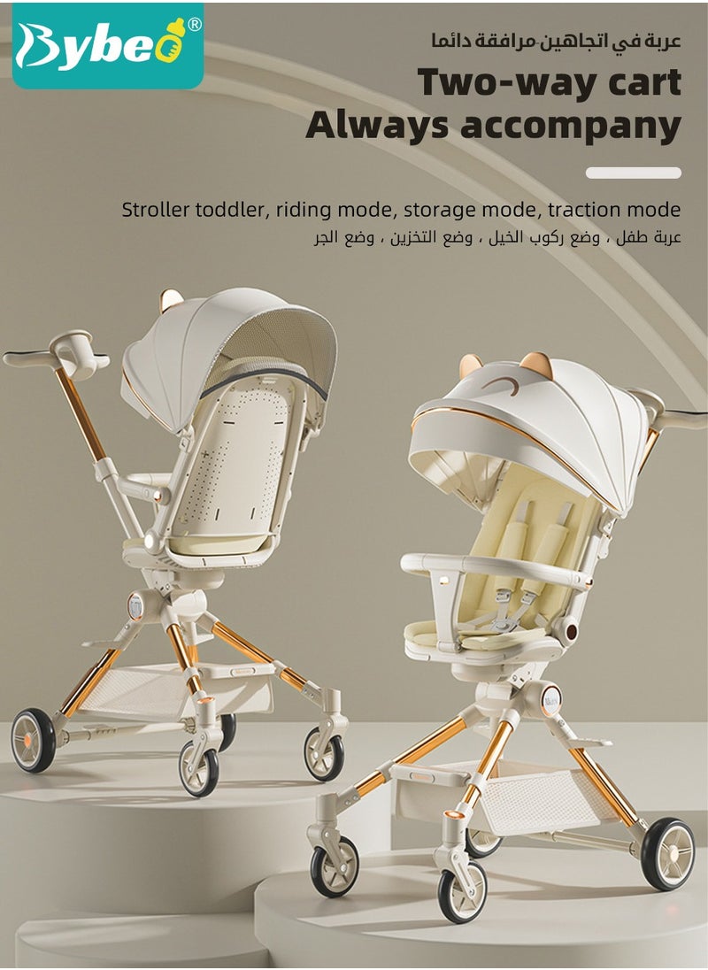 Bybeo - Lightweight Baby Stroller, Multifunctional Travel Cabin, One-Hand Folding Babies Strollers for Newborn, Infant, Kids with Dinner Plate, Steering Wheel toy, Sunshade and Reversible Reclining Seat - Image 1