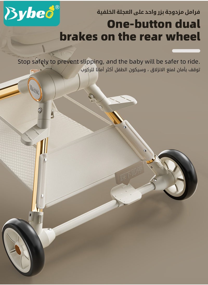Bybeo - Lightweight Baby Stroller, Multifunctional Travel Cabin, One-Hand Folding Babies Strollers for Newborn, Infant, Kids with Dinner Plate, Steering Wheel toy, Sunshade and Reversible Reclining Seat - Image 1