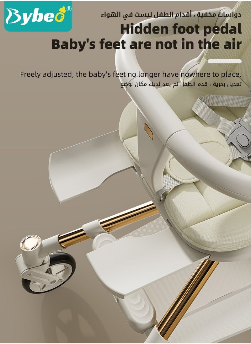 Bybeo - Lightweight Baby Stroller, Multifunctional Travel Cabin, One-Hand Folding Babies Strollers for Newborn, Infant, Kids with Dinner Plate, Steering Wheel toy, Sunshade and Reversible Reclining Seat - Image 1