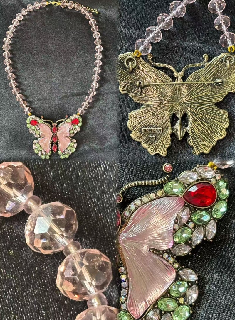 Plane Trees Vintage Crystal Butterfly Dual-Use Brooch Necklace – Statement Jewelry for Women, Elegant Gift Accessory - Image 3