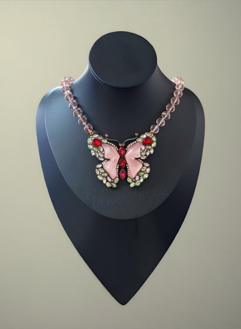 Plane Trees Vintage Crystal Butterfly Dual-Use Brooch Necklace – Statement Jewelry for Women, Elegant Gift Accessory - Image 1