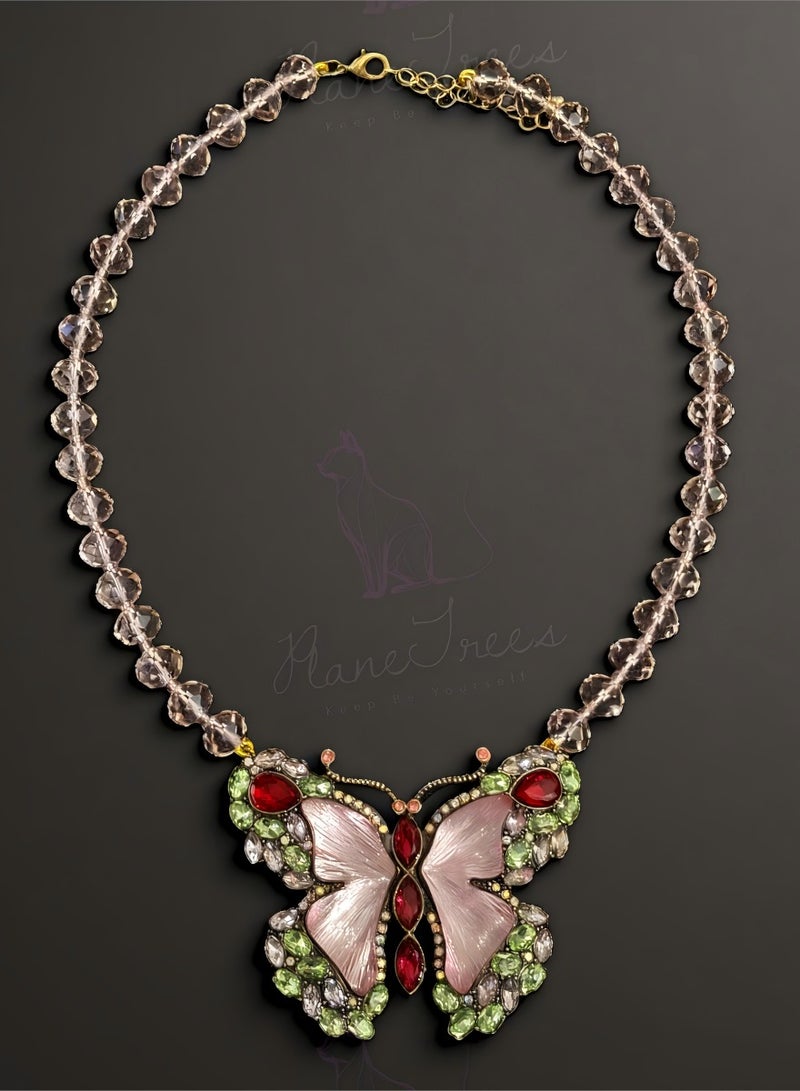 Plane Trees Vintage Crystal Butterfly Dual-Use Brooch Necklace – Statement Jewelry for Women, Elegant Gift Accessory - Image 2