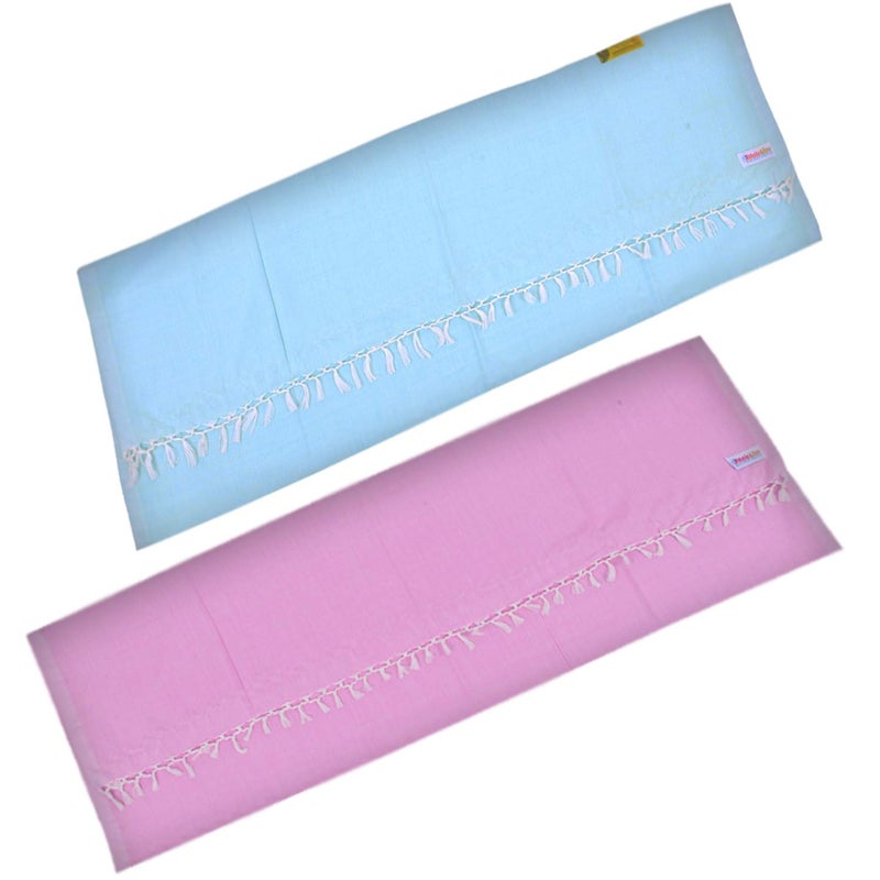 EthnicAlive Bhagalpuri Handloom Organic Blue and Pink Combo Silk Soft Chadar Pack of 2 - Image 3