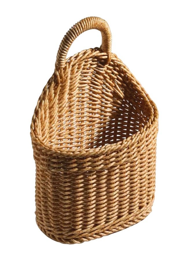 JWTIFOA Hanging Basket Plastic Woven Wall Basket, Decorative Front Door Baskets for Flowers Plants, Small Wicker Basket for Organizing - Image 1