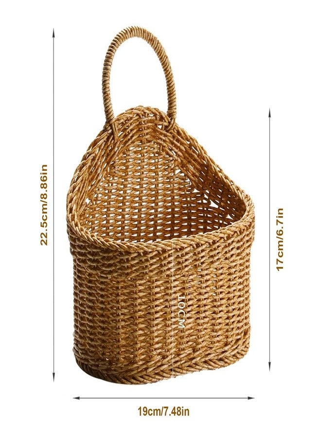 JWTIFOA Hanging Basket Plastic Woven Wall Basket, Decorative Front Door Baskets for Flowers Plants, Small Wicker Basket for Organizing - Image 2