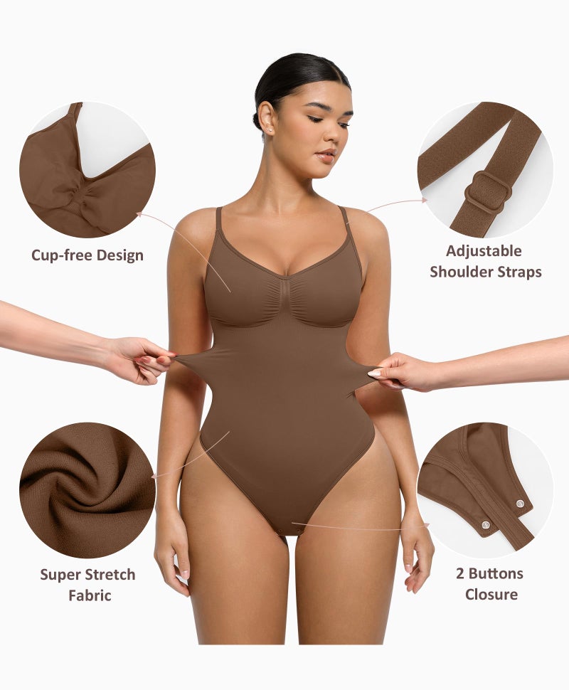 FeelinGirl Shapewear Tummy Control Bodysuits for Women Seamless Body Shaper Shapewear Thong Body Shaper XS-S - Image 5