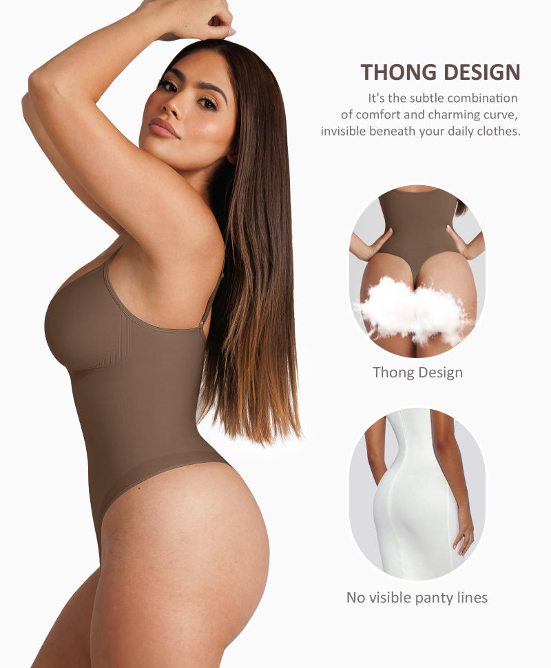 FeelinGirl Shapewear Tummy Control Bodysuits for Women Seamless Body Shaper Shapewear Thong Body Shaper XS-S - Image 2