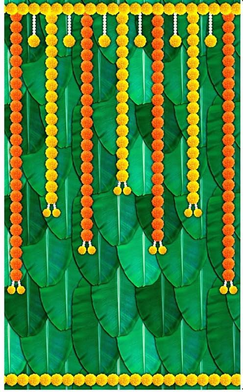 Bague Background Decoration Cloth for Birthday Haldi Engagement Pooja Decoration Background Cloth Fabric Banana Leaf Cloth - Image 1