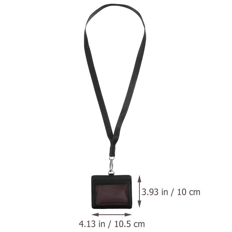 2pcs Horizontal Vertical ID Card Holders With Lanyard Portable Name Tag Badge Covers For Work Access Cards Exhibition Membership Black - Image 2