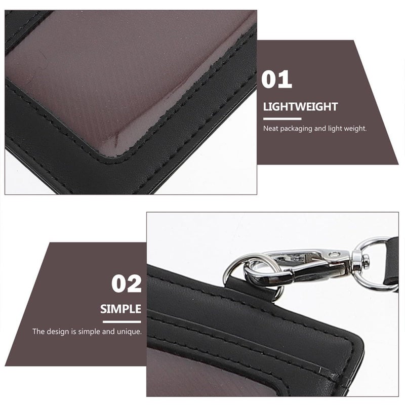 2pcs Horizontal Vertical ID Card Holders With Lanyard Portable Name Tag Badge Covers For Work Access Cards Exhibition Membership Black - Image 3