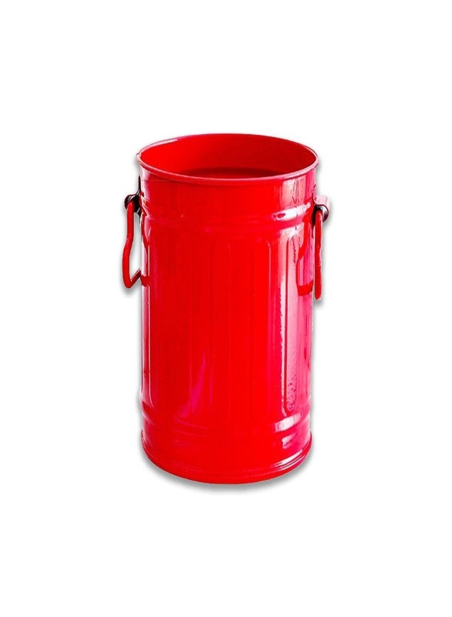 Fkereg Pencil Holder for Desk, Metal Barrel Pen Cup Holder for Desk with Handles, Cute Makeup Brushes Holder, Marker Holder Organizer Storage for Office Classroom Desktop Home (Red) - Image 1