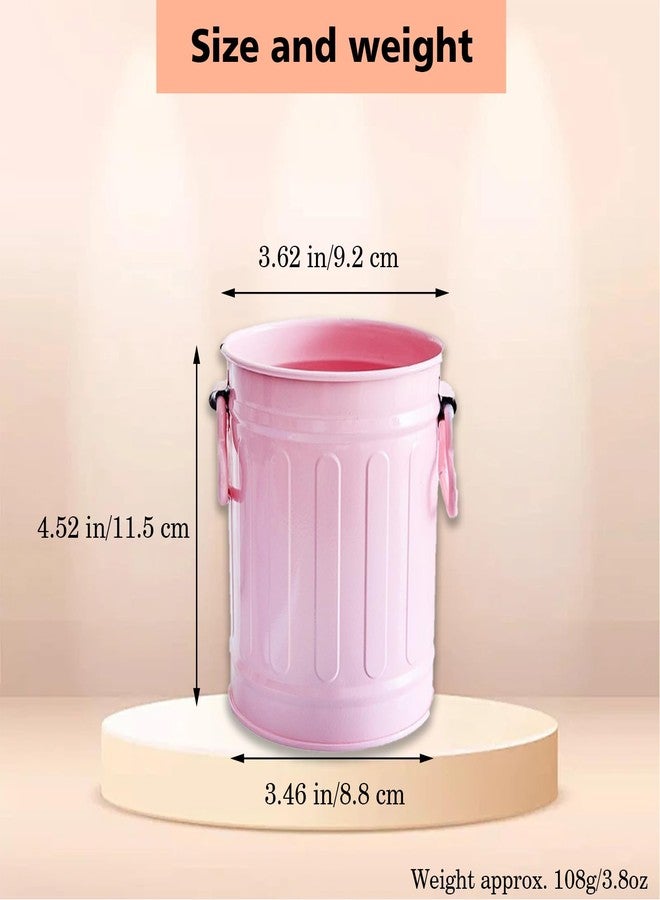 Fkereg Pencil Holder for Desk, Metal Barrel Pen Cup Holder for Desk with Handles, Cute Makeup Brushes Holder, Marker Holder Organizer Storage for Office Classroom Desktop Home (Red) - Image 2