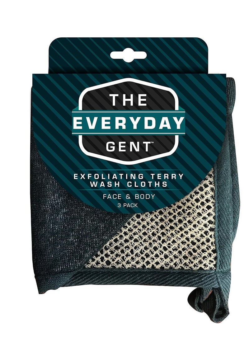 EvriHolder Evriholder Everyday Gent Exfoliating Face and Body Terry Wash Cloths Gray 32 Oz 